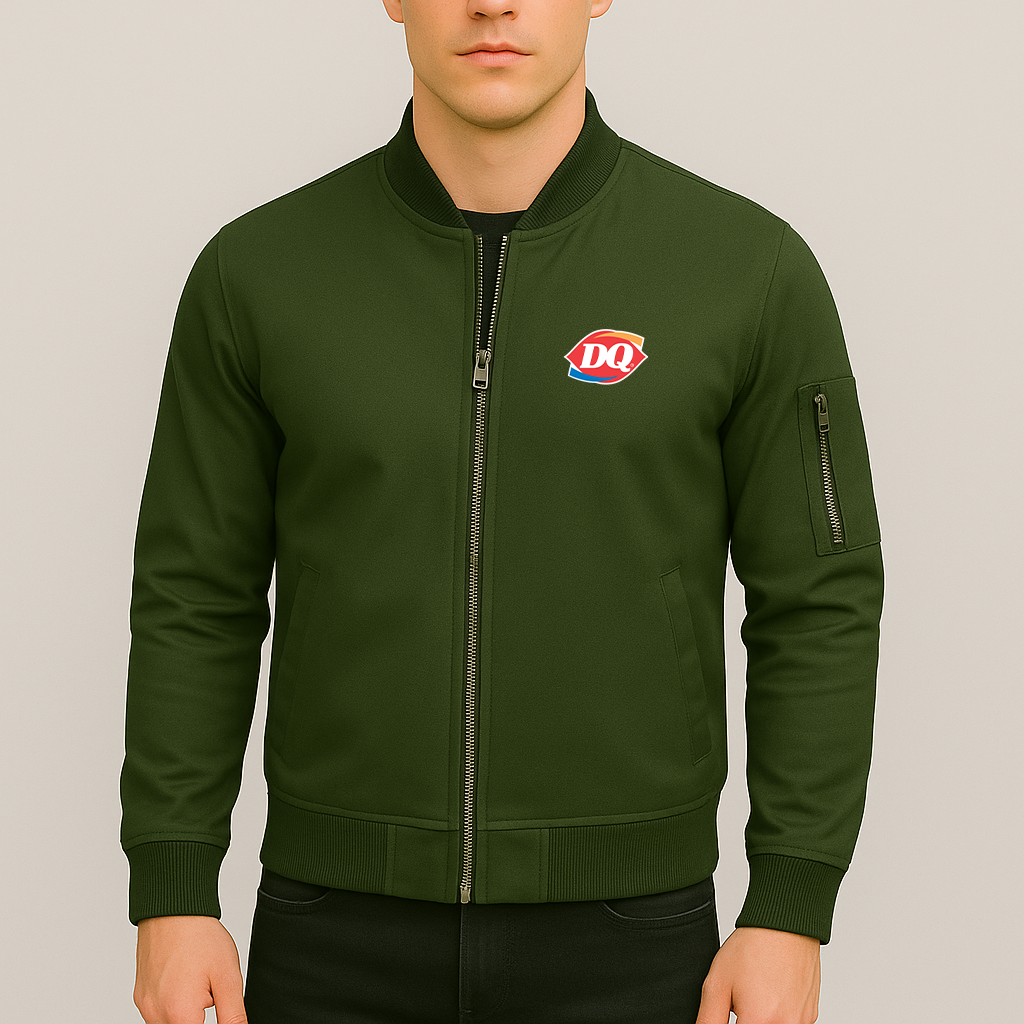Men's  DQ Dairy Queen Lightweight Bomber Jacket Windbreaker Softshell Varsity Jacket Coat