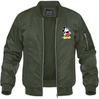Men's Mickey Mouse Cartoon Lightweight Bomber Jacket Windbreaker Softshell Varsity Jacket Coat