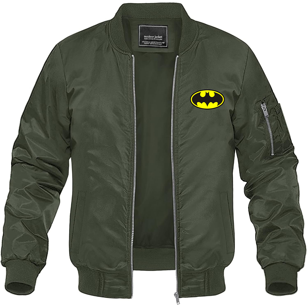 Men's DC Comics Batman Superhero Lightweight Bomber Jacket Windbreaker Softshell Varsity Jacket Coat