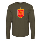 Men's Spain Red Logo National Soccer Team Long Sleeve T-Shirt