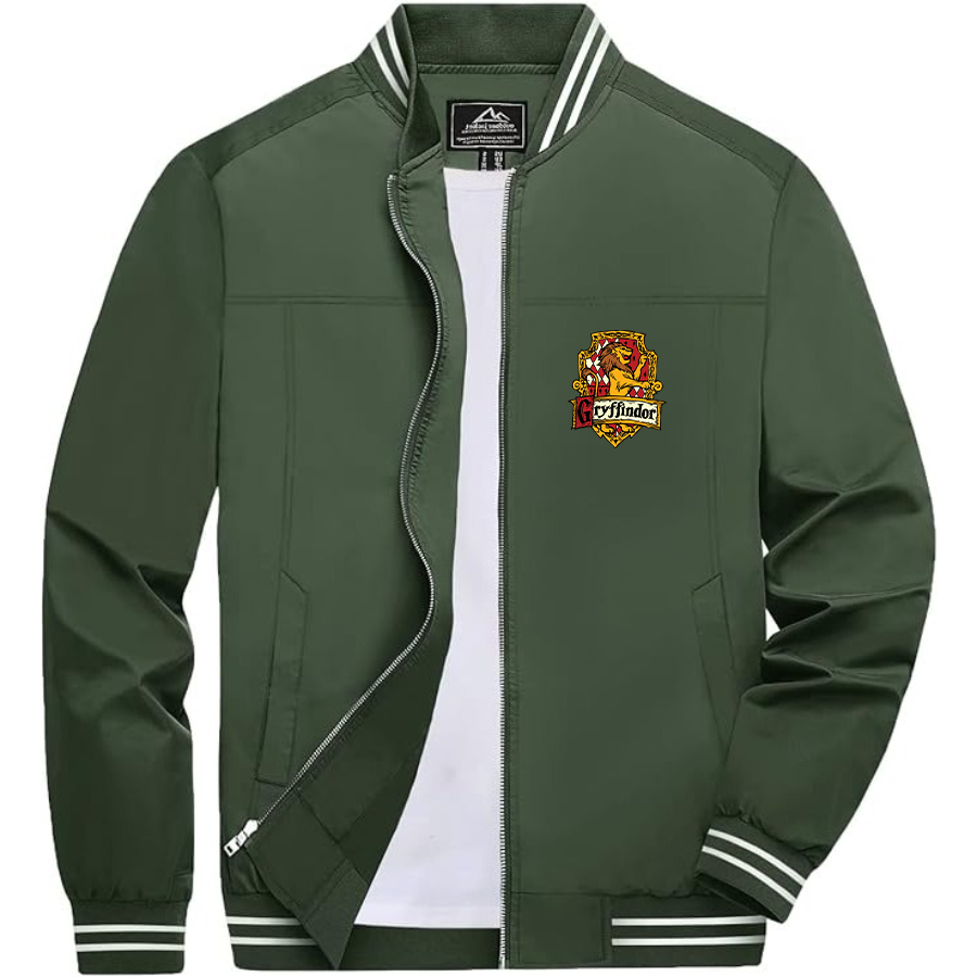 Men's Gryffindor Harry Potter Movie Team _ Lightweight Zip-Up Bomber Jacket with Ribbed Collar and Cuffs - Versatile Casual Outerwear