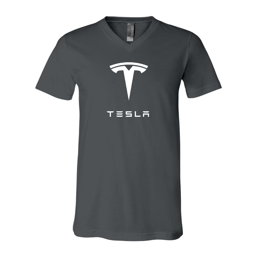 Men’s Tesla Car  - BELLA + CANVAS - Jersey V-Neck Tee - 3005