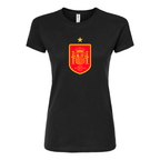 Women's Spain Red Logo National Soccer Team Round Neck T-Shirt