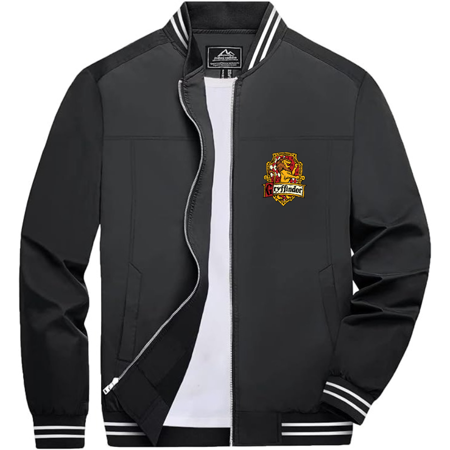 Men's Gryffindor Harry Potter Movie Team _ Lightweight Zip-Up Bomber Jacket with Ribbed Collar and Cuffs - Versatile Casual Outerwear