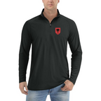 Men’s Albania National Soccer Team - Lightweight Quarter-Zip Athletic Shirt – Long Sleeve Performance Wear