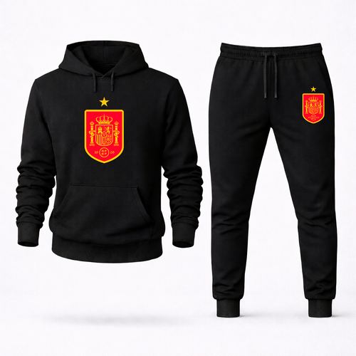 Men's Spain Red Logo National Soccer Team Hoodie Joggers Set