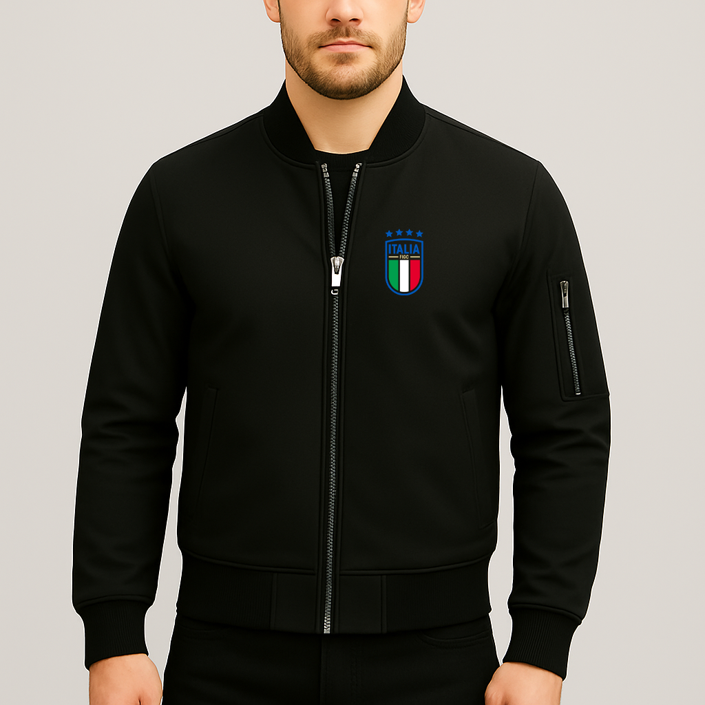 Men's  Italy National Soccer Team Lightweight Bomber Jacket Windbreaker Softshell Varsity Jacket Coat