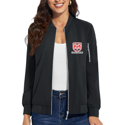 Women's Dodge Car - Premium Bomber Jacket with Polished Detailing and Functional Sleeve Pocket - Modern Luxury Outerwear