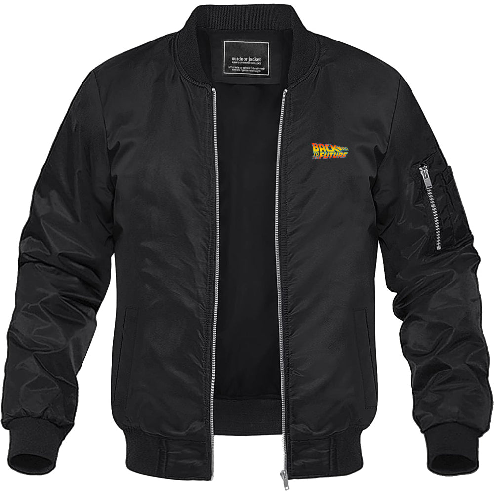 Men's Back To The Future Movie Lightweight Bomber Jacket Windbreaker Softshell Varsity Jacket Coat