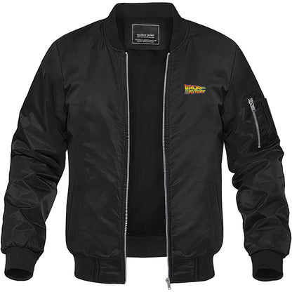 Men's Back To The Future Movie Lightweight Bomber Jacket Windbreaker Softshell Varsity Jacket Coat