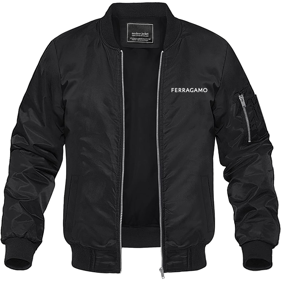 Men's Ferragamo Lightweight Bomber Jacket Windbreaker Softshell Varsity Jacket Coat