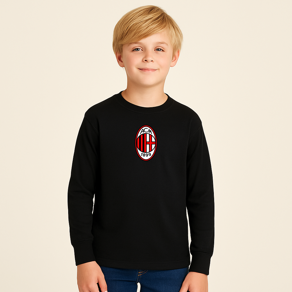 Youth Kids AC Milan Soccer Long Sleeve T-Shirt