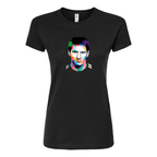 Women's Lionel Messi Face Art Soccer Round Neck T-Shirt
