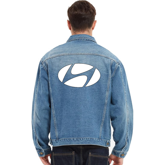 Men’s Hyundai Car NEW - Vintage Distressed Denim Jacket – Stylish Casual Jean Outerwear