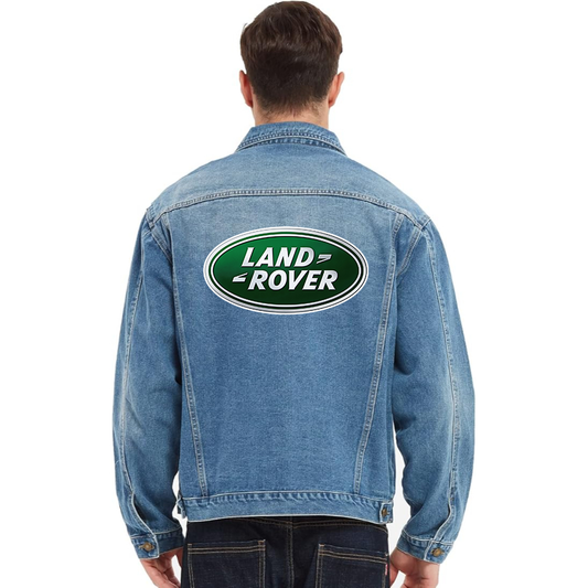 Men’s Land Rover Car - Vintage Distressed Denim Jacket – Stylish Casual Jean Outerwear