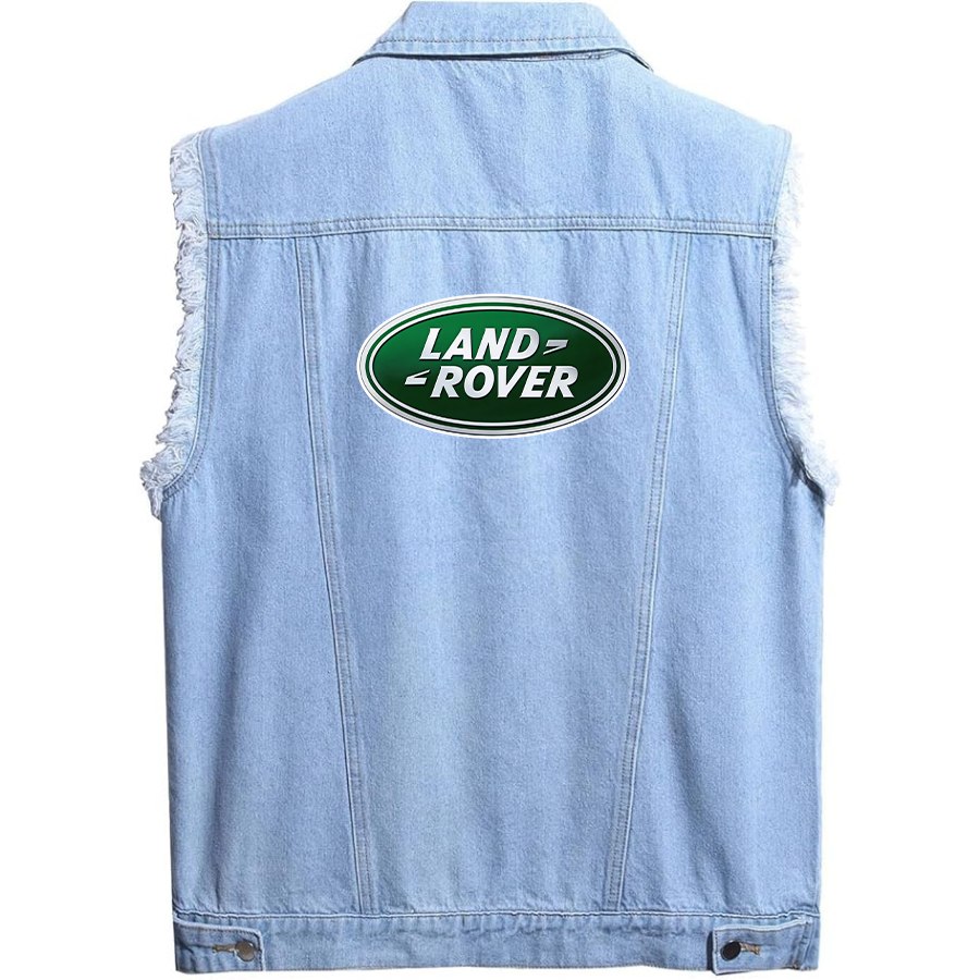 Men’s Land Rover Car - Sleeveless Distressed Denim Vest – Rugged Black Jean Jacket