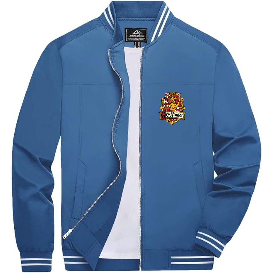 Men's Gryffindor Harry Potter Movie Team _ Lightweight Zip-Up Bomber Jacket with Ribbed Collar and Cuffs - Versatile Casual Outerwear