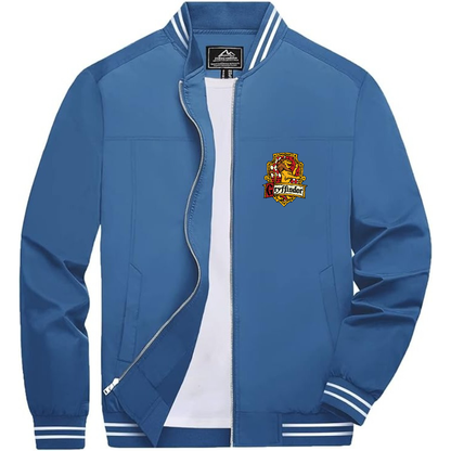 Men's Gryffindor Harry Potter Movie Team _ Lightweight Zip-Up Bomber Jacket with Ribbed Collar and Cuffs - Versatile Casual Outerwear