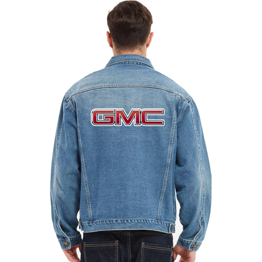 Men’s GMC Car - Vintage Distressed Denim Jacket – Stylish Casual Jean Outerwear