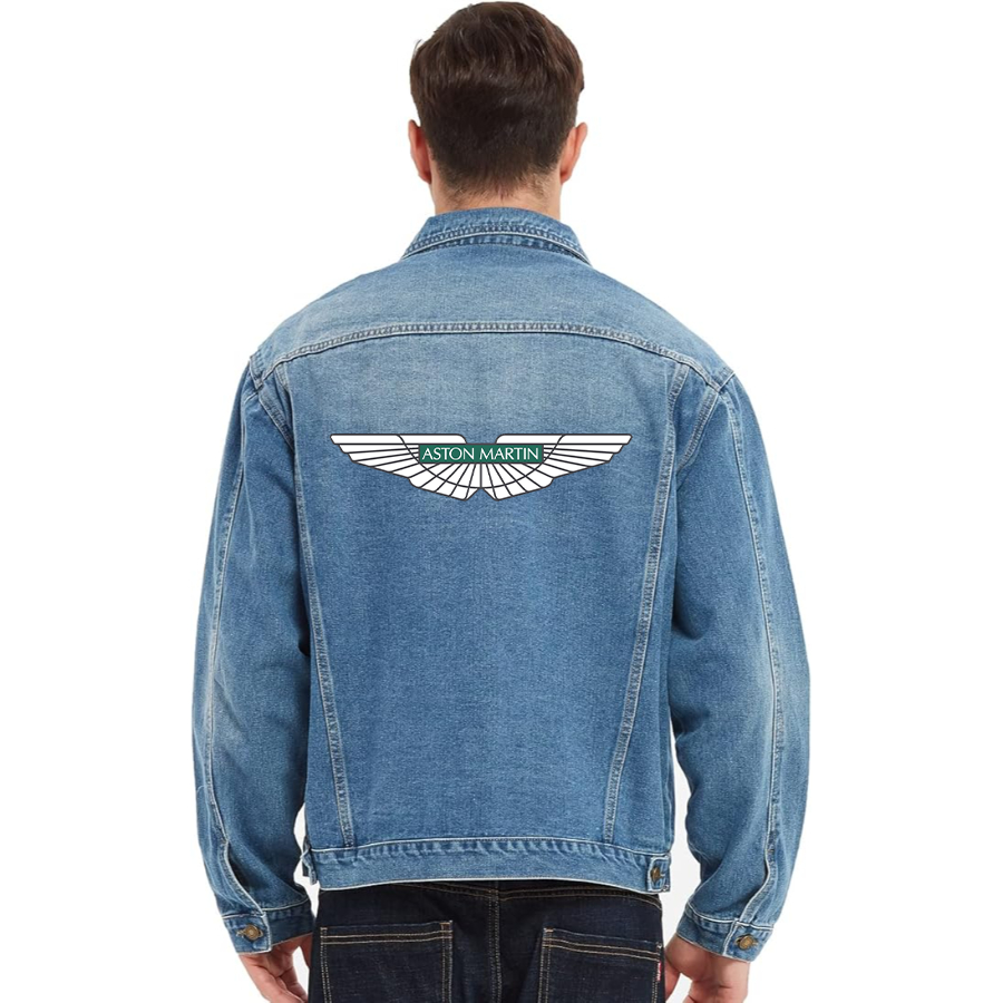 Men’s Aston Martin Car - Vintage Distressed Denim Jacket – Stylish Casual Jean Outerwear