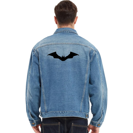 Men’s  New Batman DC Universe Superhero - Vintage Distressed Denim Jacket – Stylish Casual Jean Outerwear