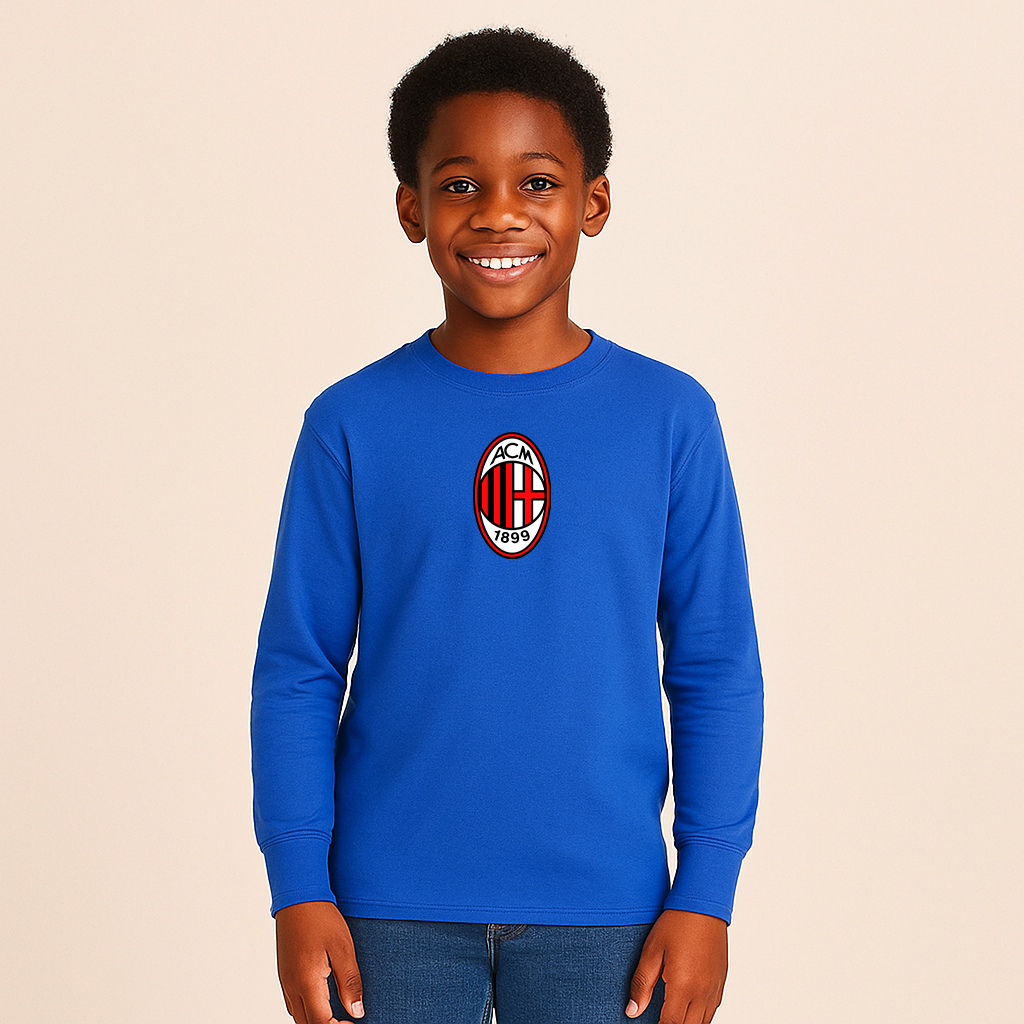 Youth Kids AC Milan Soccer Long Sleeve T-Shirt