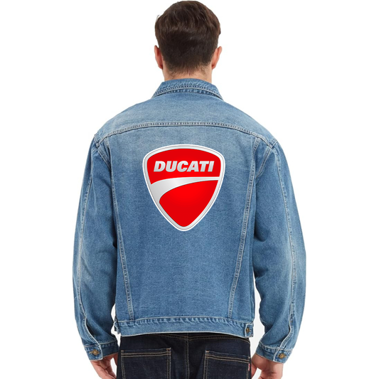 Men’s Ducati Motorcycle - Vintage Distressed Denim Jacket – Stylish Casual Jean Outerwear