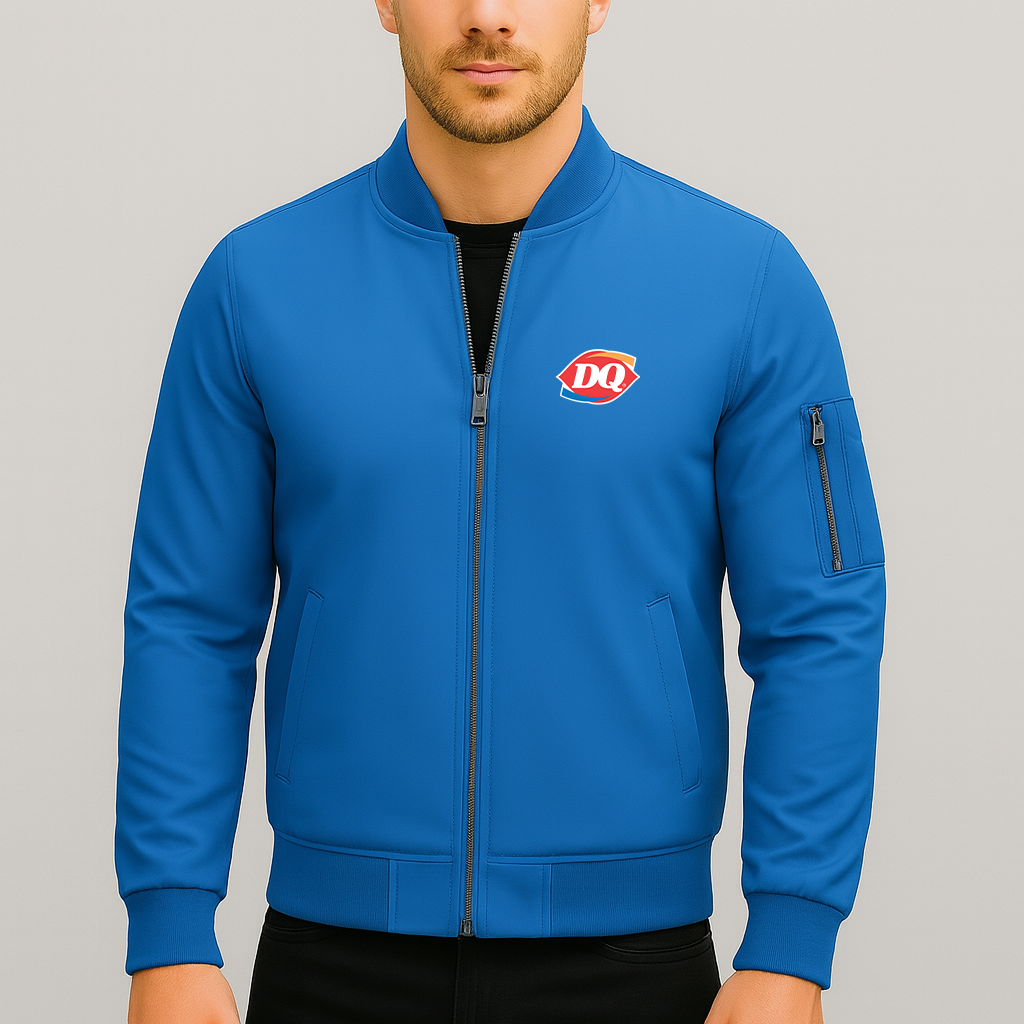 Men's  DQ Dairy Queen Lightweight Bomber Jacket Windbreaker Softshell Varsity Jacket Coat