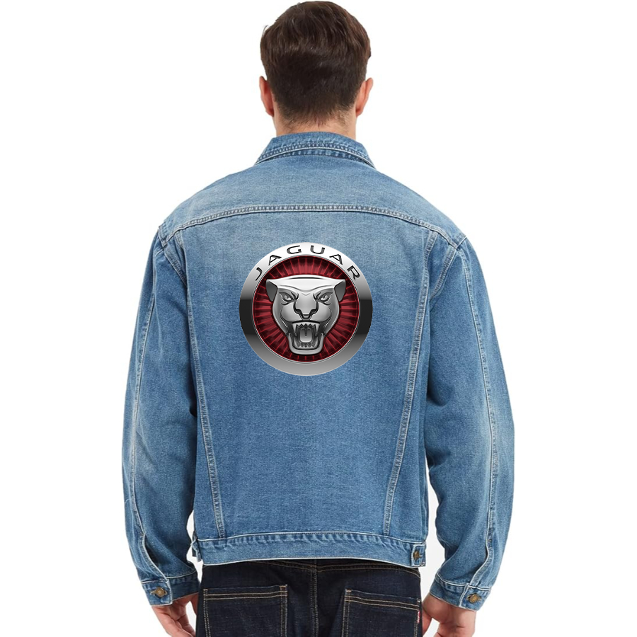 Men’s Jaguar Motorsports Supercars - Vintage Distressed Denim Jacket – Stylish Casual Jean Outerwear