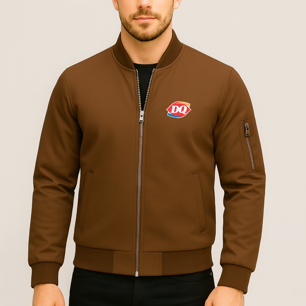 Men's  DQ Dairy Queen Lightweight Bomber Jacket Windbreaker Softshell Varsity Jacket Coat