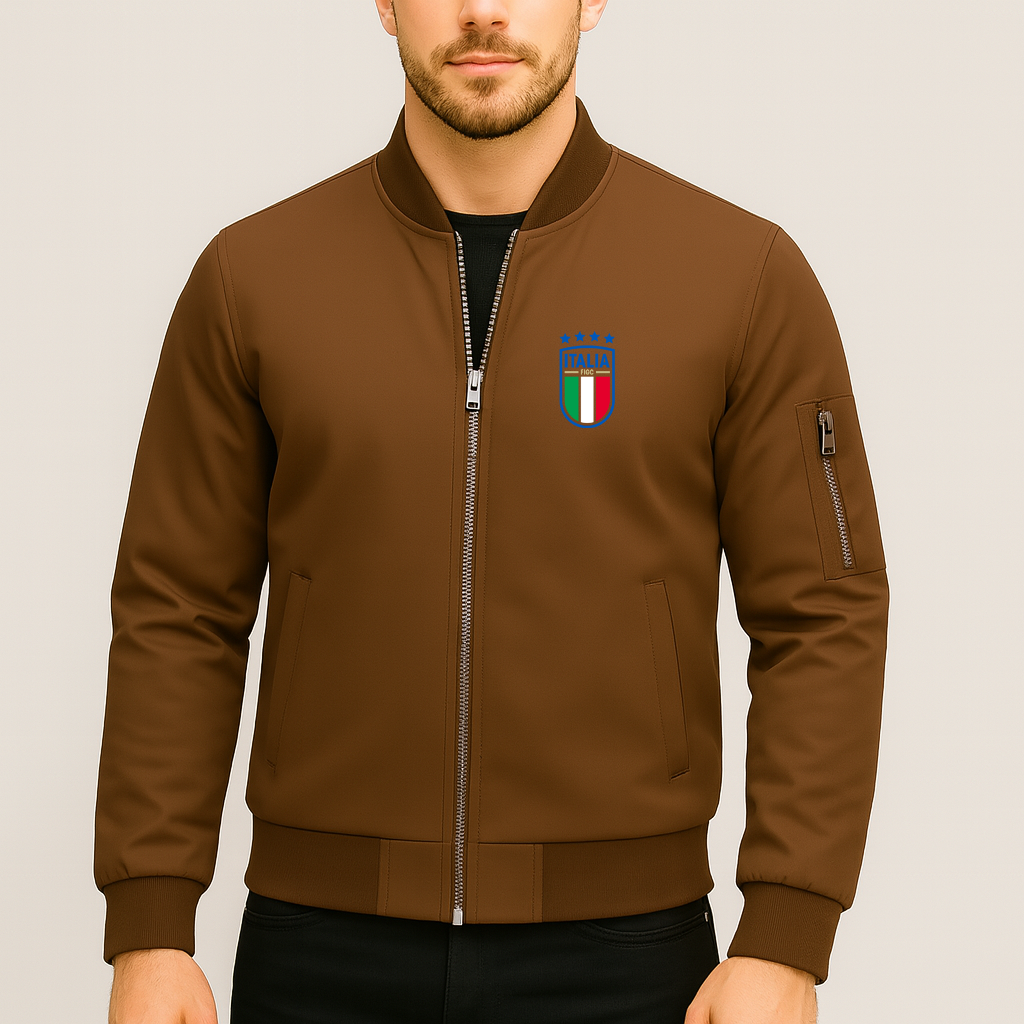 Men's  Italy National Soccer Team Lightweight Bomber Jacket Windbreaker Softshell Varsity Jacket Coat