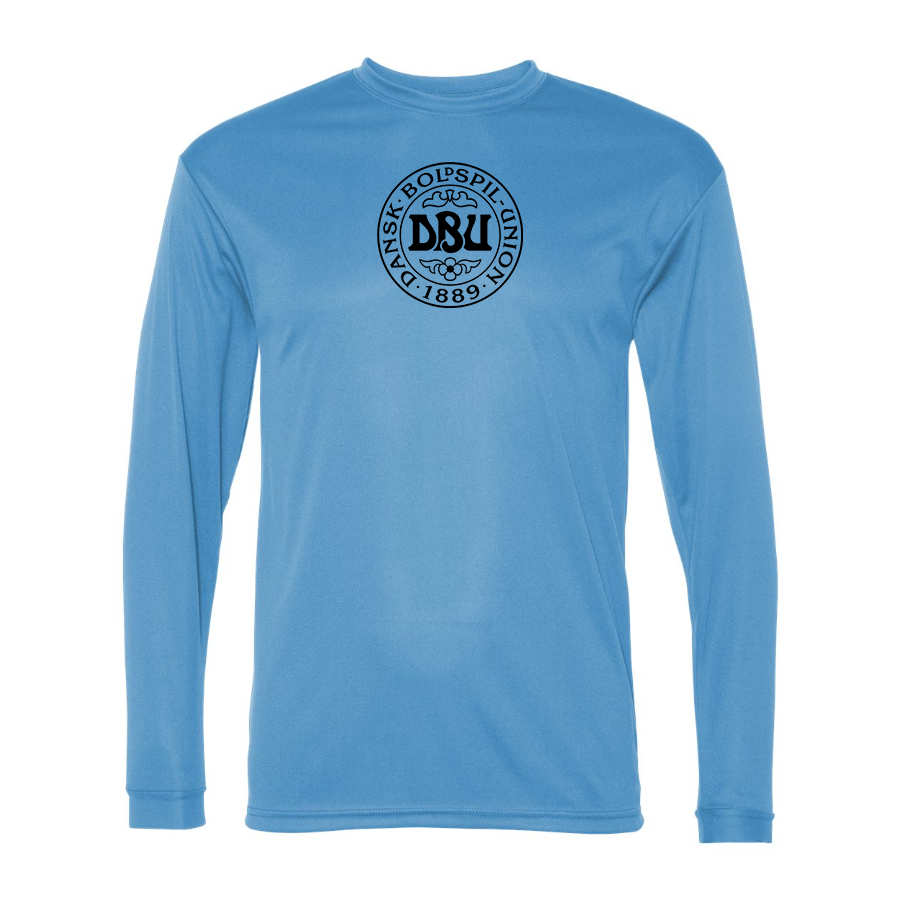 Men’s  Denmark Soccer (Black) (White) - C2 Sport - Performance Long Sleeve T-Shirt - 5104