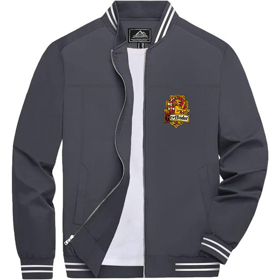 Men's Gryffindor Harry Potter Movie Team _ Lightweight Zip-Up Bomber Jacket with Ribbed Collar and Cuffs - Versatile Casual Outerwear