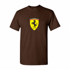 Men’s Ferrari Car Cotton T-Shirt | Color: Dark Brown | Original artwork