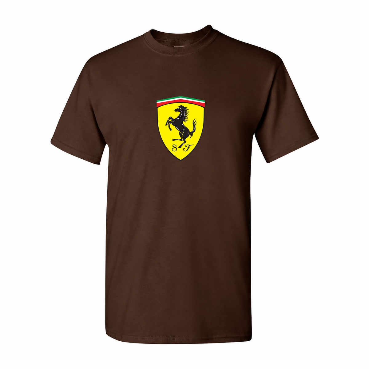 Men’s Ferrari Car Cotton T-Shirt | Color: Dark Brown | Original artwork