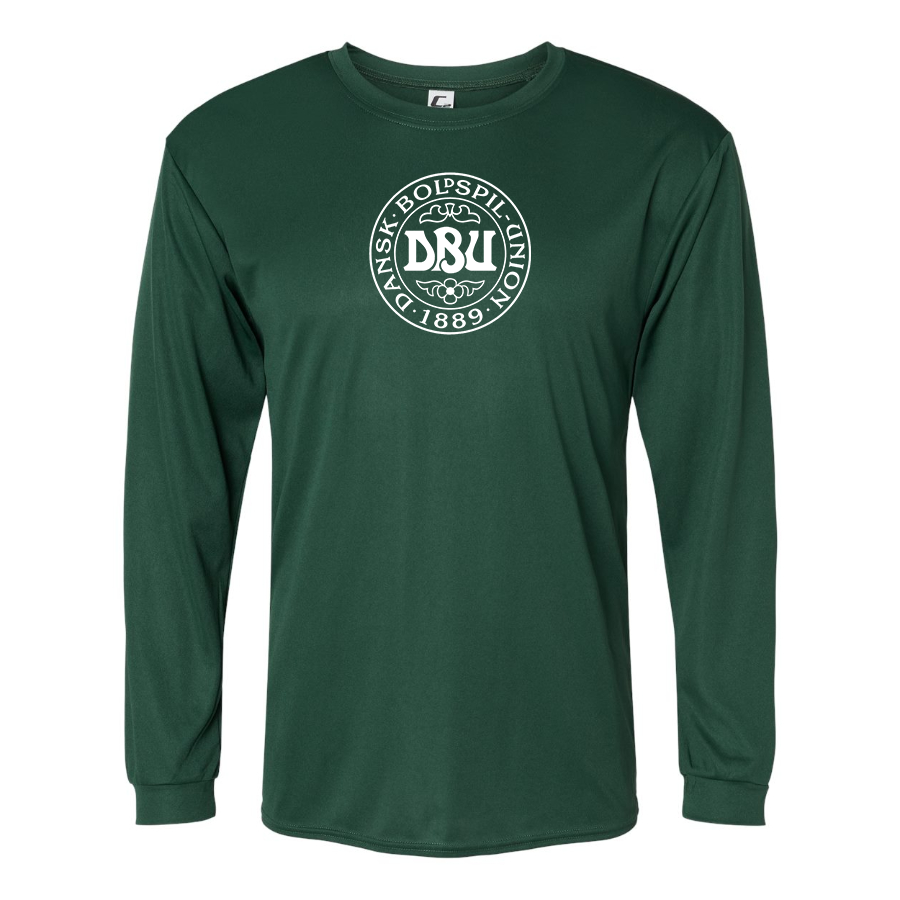 Men’s  Denmark Soccer (Black) (White) - C2 Sport - Performance Long Sleeve T-Shirt - 5104