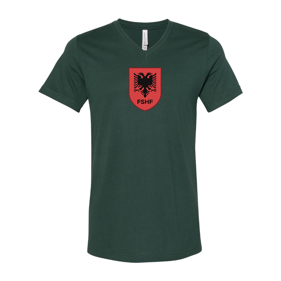 Men’s Albania National Soccer Team - BELLA + CANVAS - Jersey V-Neck Tee - 3005