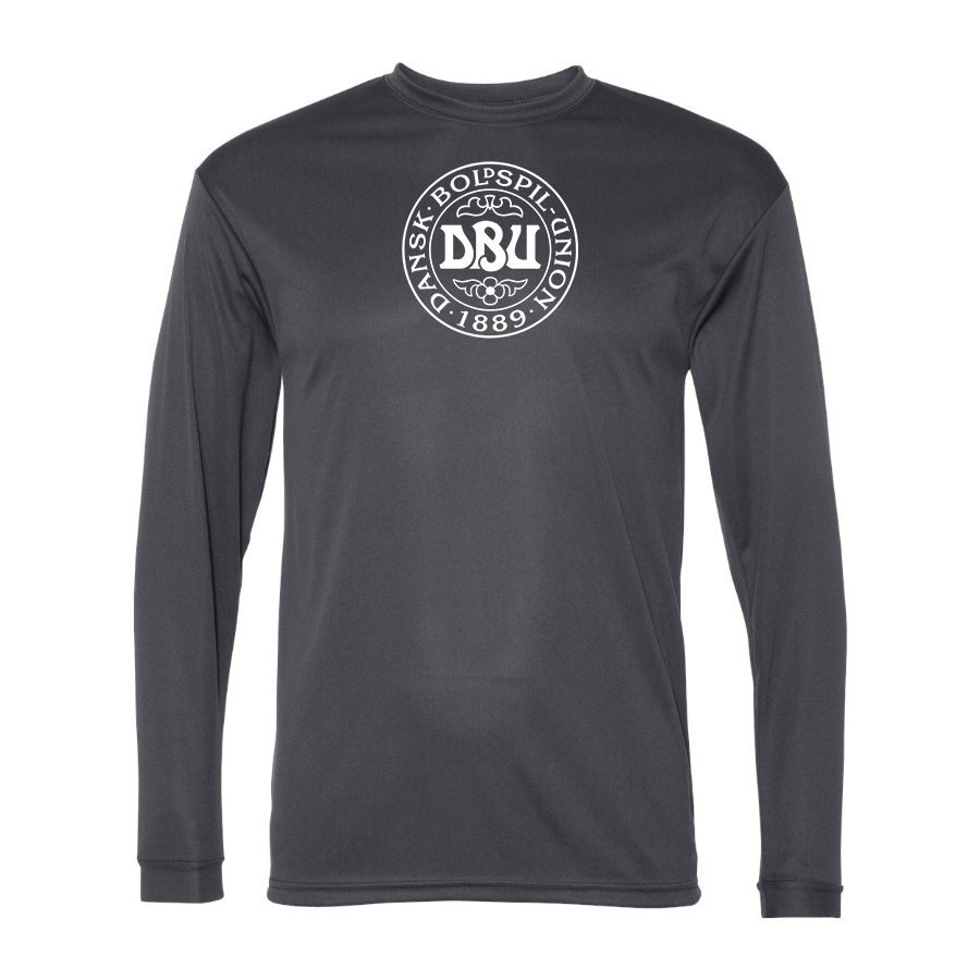 Men’s  Denmark Soccer (Black) (White) - C2 Sport - Performance Long Sleeve T-Shirt - 5104