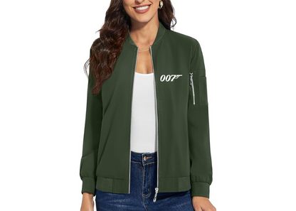 Women's 007 James Bond Movie - Premium Bomber Jacket with Polished Detailing and Functional Sleeve Pocket - Modern Luxury Outerwear