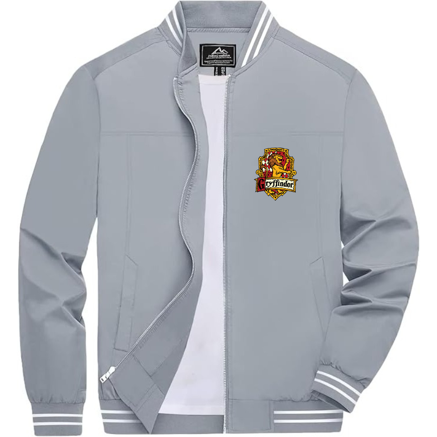 Men's Gryffindor Harry Potter Movie Team _ Lightweight Zip-Up Bomber Jacket with Ribbed Collar and Cuffs - Versatile Casual Outerwear