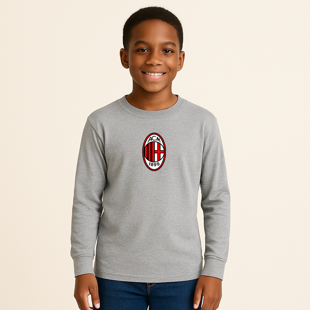 Youth Kids AC Milan Soccer Long Sleeve T-Shirt