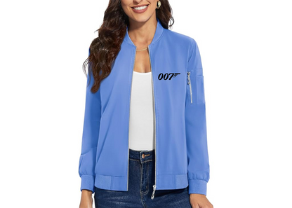 Women's 007 James Bond Movie - Premium Bomber Jacket with Polished Detailing and Functional Sleeve Pocket - Modern Luxury Outerwear