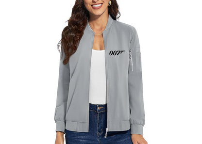 Women's 007 James Bond Movie - Premium Bomber Jacket with Polished Detailing and Functional Sleeve Pocket - Modern Luxury Outerwear