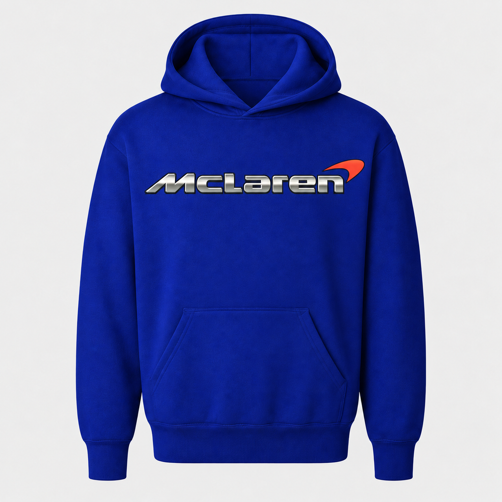 Youth Kids McLaren Pullover Hoodie - Blue, large centered chest logo