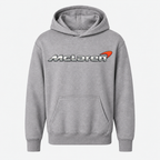 Youth Kids McLaren Pullover Hoodie - Grey, large centered chest logo