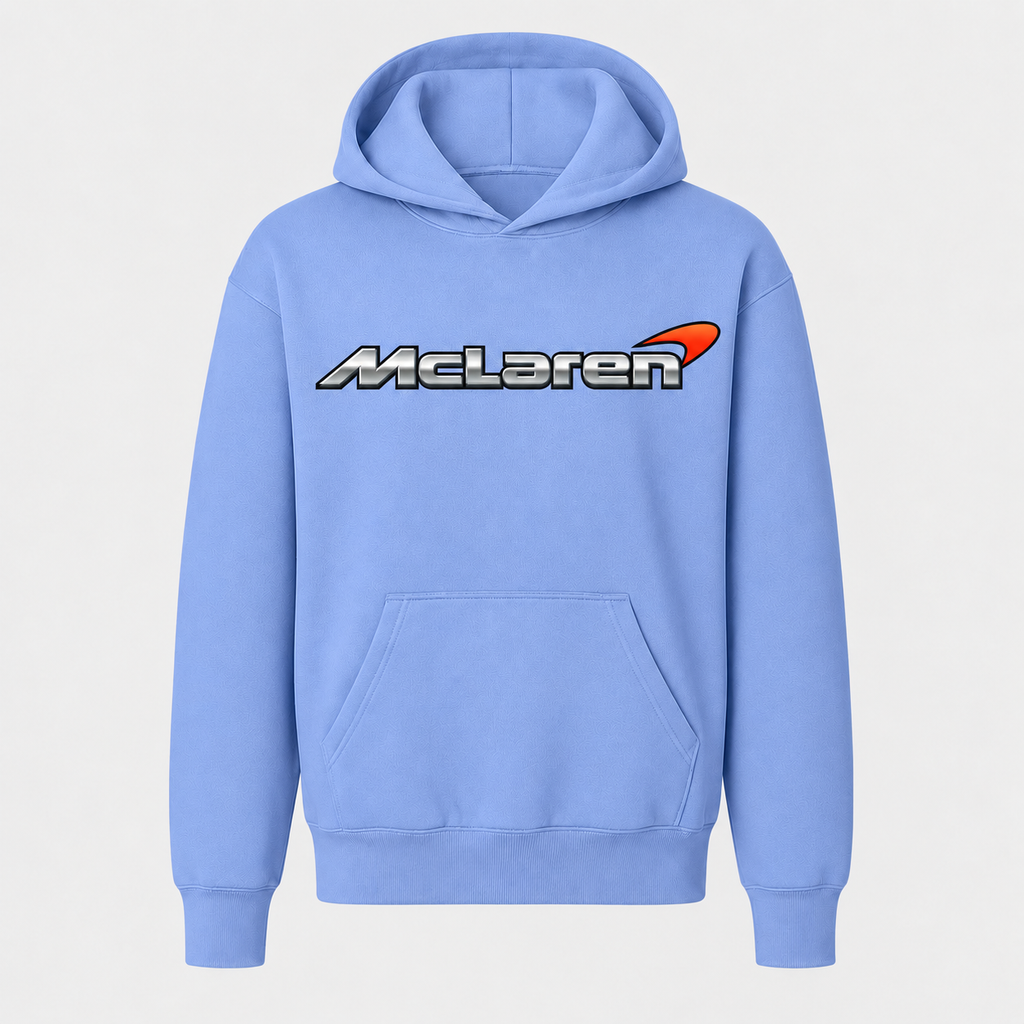 Youth Kids McLaren Pullover Hoodie - Light Blue, large centered chest logo