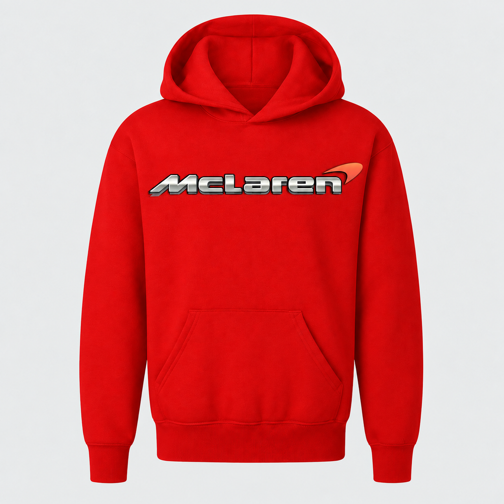 Youth Kids McLaren Pullover Hoodie - Red, large centered chest logo