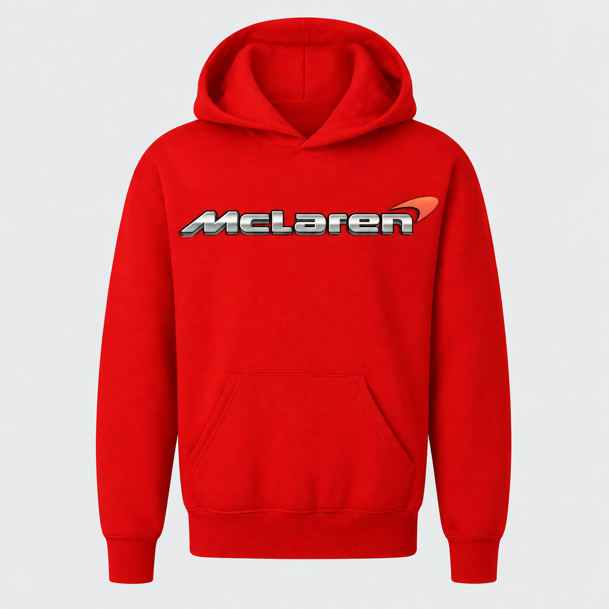 Youth Kids McLaren Pullover Hoodie - Red, large centered chest logo