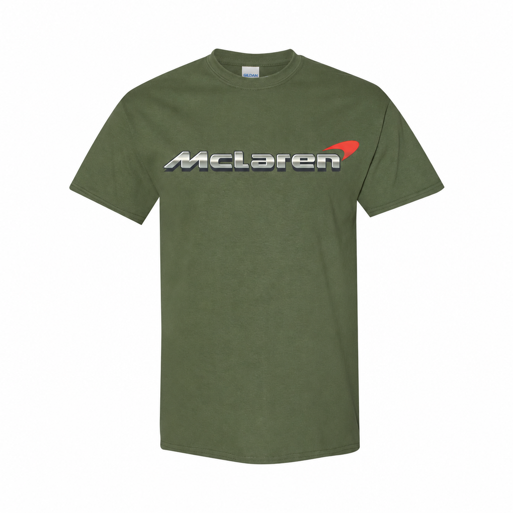 Youth Kids McLaren Cotton T-Shirt - Army Green, large centered chest logo