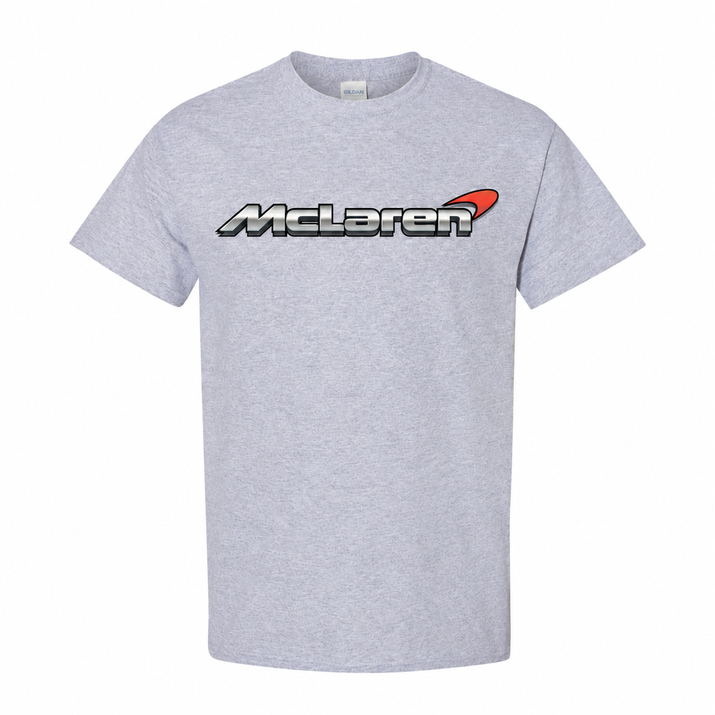 Youth Kids McLaren Cotton T-Shirt - Grey, large centered chest logo